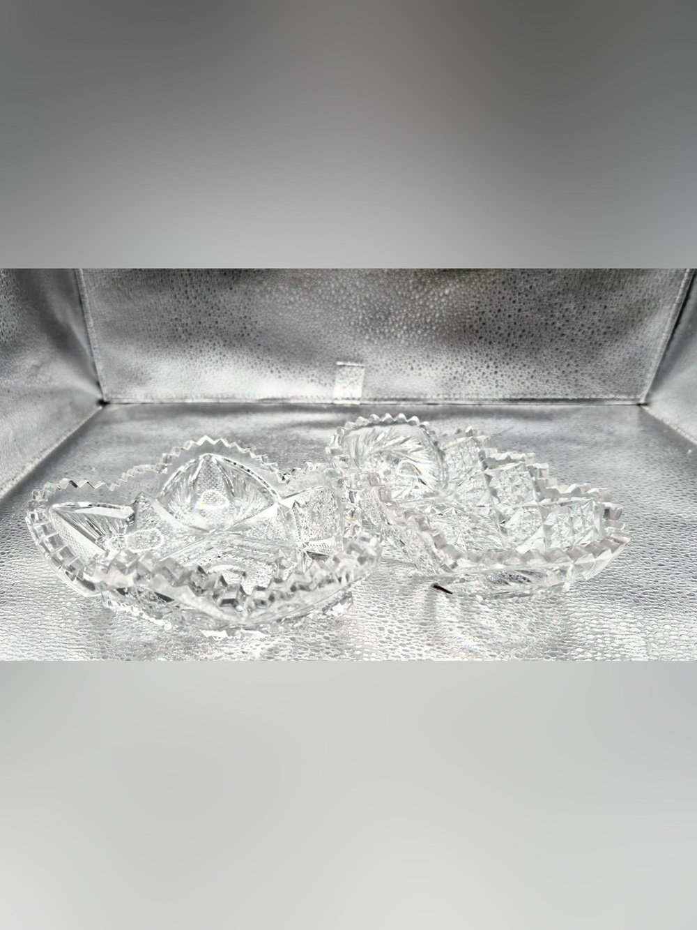 Antique ABP Glass Serving Dish Set - American Brilliant Cut with Hobstar Design